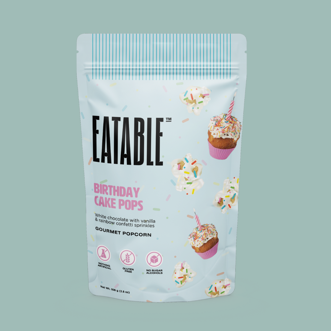 EATABLE Popcorn - Wholesale Popcorn - Birthday Cake Pops 🎂 White Chocolate Rainbow Popcorn3