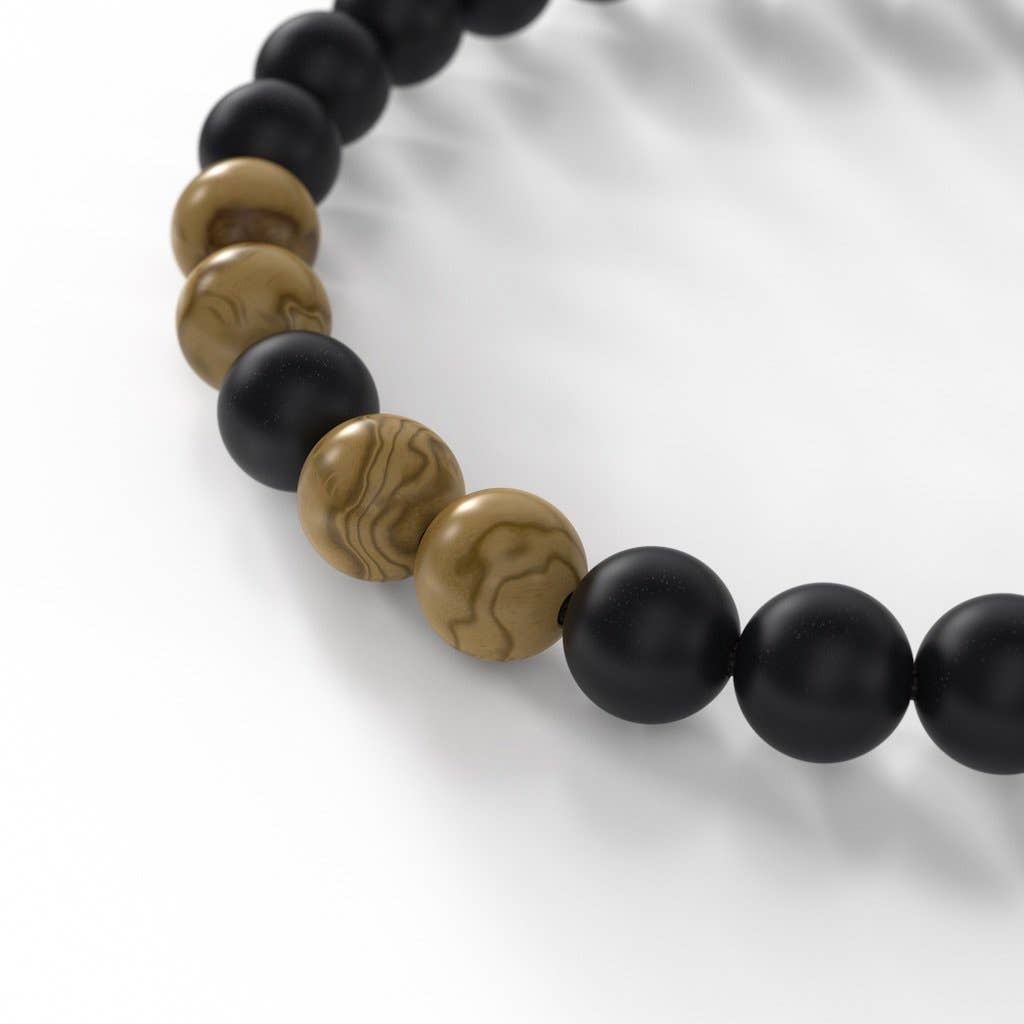 TruWood – wholesale Beaded bracelet – Onyx and Olive Wooden Bracelet For Men2