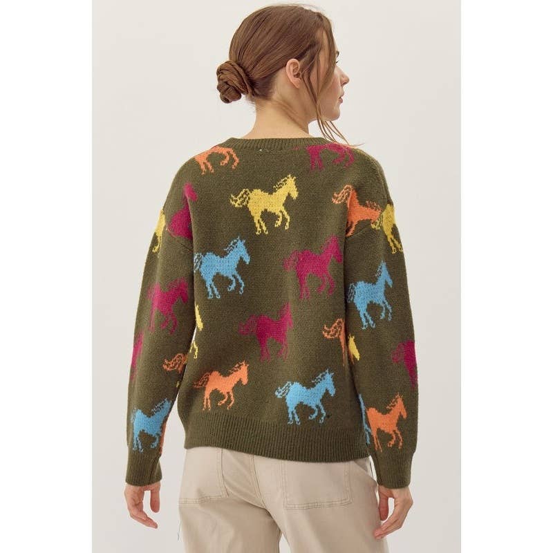 STYLE USA – wholesale Pullovertröja - Dam – Stickad pullovertopp med hästmönster11