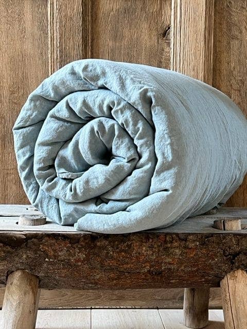 Edredón cubrecolchón lino lavado azul celadón para venta al por mayor de la draperie francaise