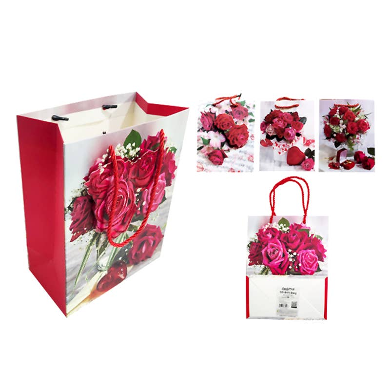 Deluxe Import Trading - Wholesale Gift Bag - Small Gift Bag 7" x 9" x 4" Roses0