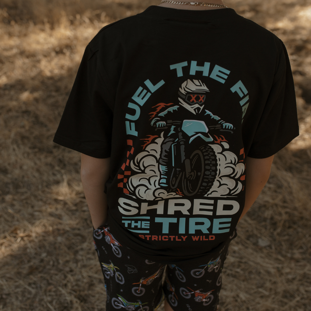 Strictly Wild - Wholesale Screen Printed T-Shirt - Kids - Fuel The Fire Shred The Tire T-Shirt5
