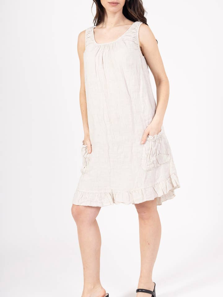la maison des fibres naturelles - Wholesale Dress - Women's - Linen strap dress 1626 100% linen