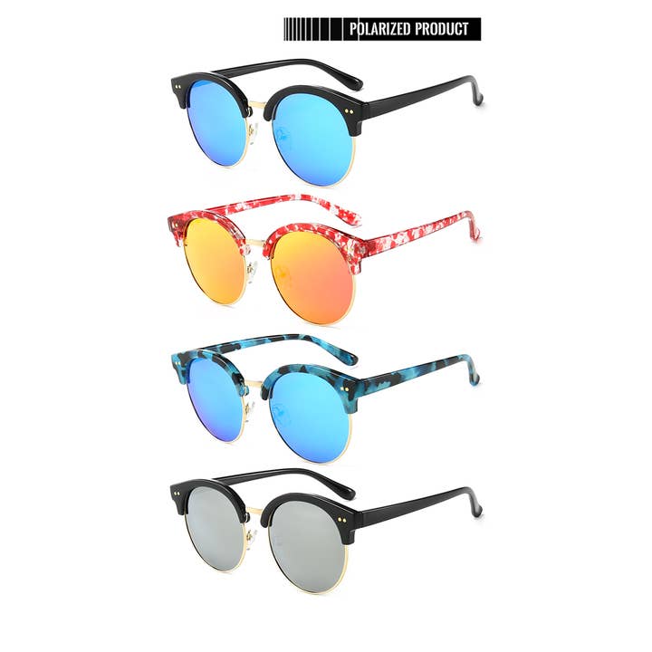 Polarized Classic Half Frame Sunglasses, 12 pairs assortment for wholesale by Trio Trading