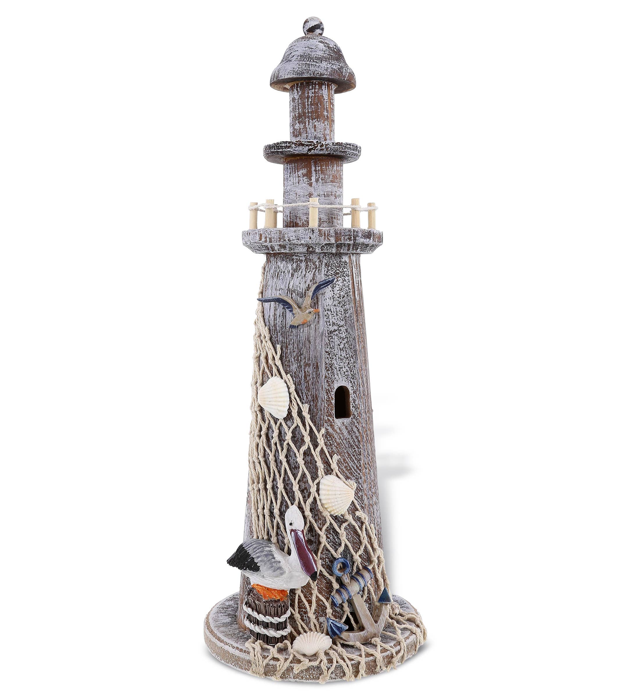 Cota Global - Wholesale Decorative Figurine - Nautical - Brown Wooden Lighthouse - Large0