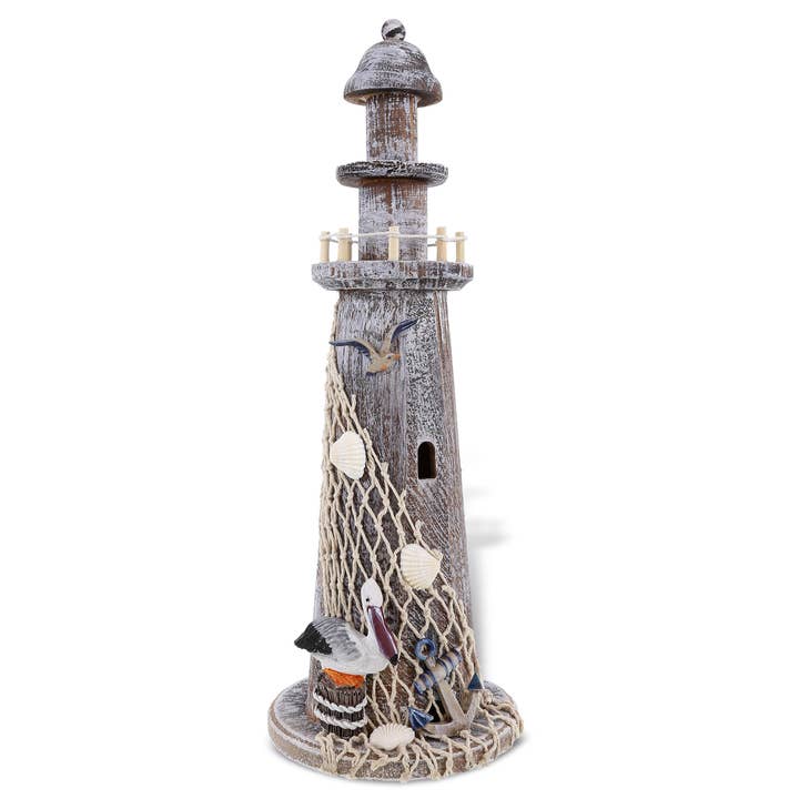 Cota Global - Wholesale Decorative Figurine - Nautical - Brown Wooden Lighthouse - Large
