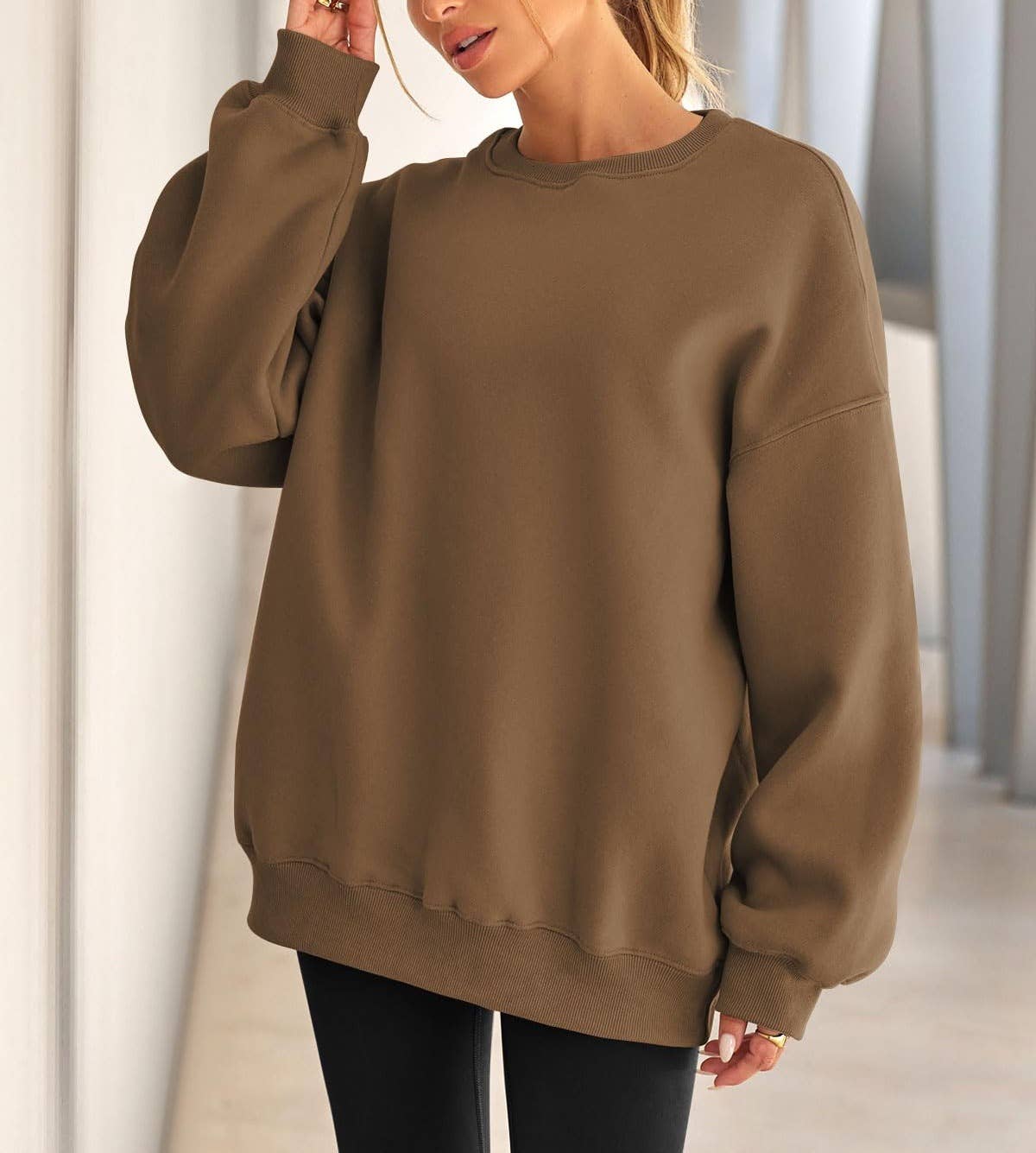 Masyal - Wholesale Sweatshirt - Women's - Women Oversize Fleece Crew Neck Sweatshirts12