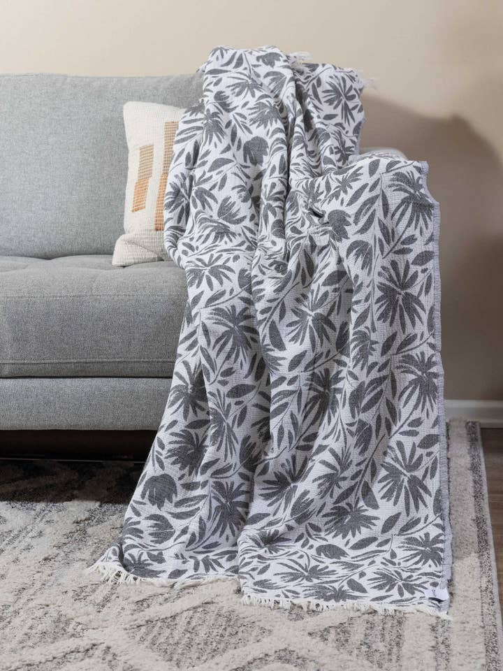 Whimsical Flower biologische omkeerbare mousseline deken, zwart
voor wholesale door InfuseZen