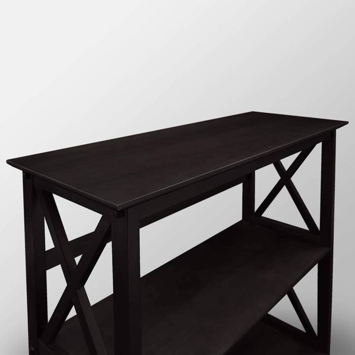 Montego 3 Shelf Bookcase Black Solid Wood Construction for wholesale on Faire7