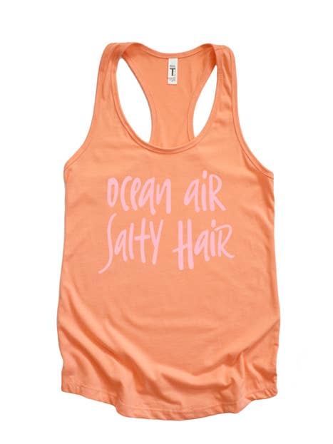 Débardeur décontracté imprimé Coastal Racerback Ocean Air Tank pour la vente par Wildberry Waves