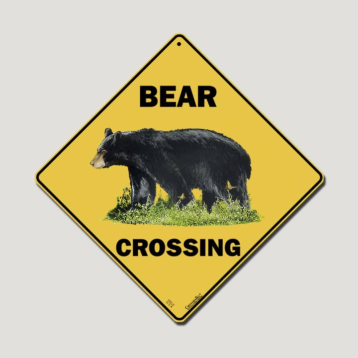 Bear Crossing 12" x 12" Aluminum Sign for wholesale by Atlas Screen Printing