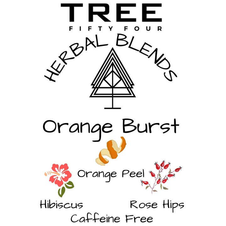 Tree Fifty Four - Wholesale Loose Tea - Orange Burst Herbal Tea Blend 4-Pack Sachet Set | 4" x 6"
