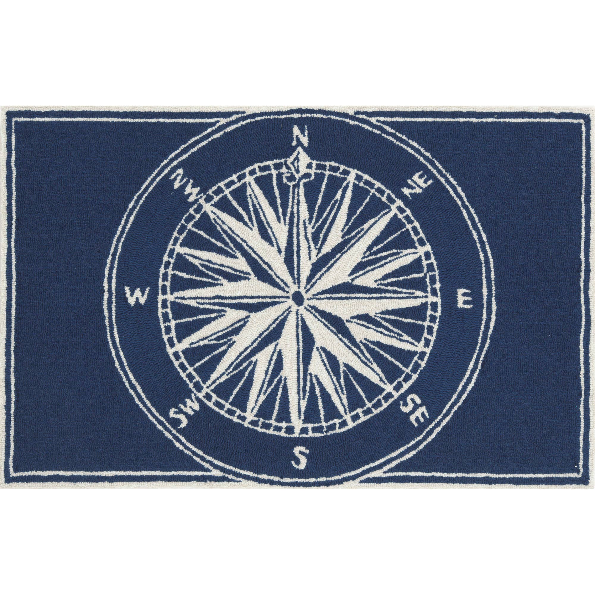 Navy Frontporch Compass Indoor/Outdoor Rug for wholesale on Faire3