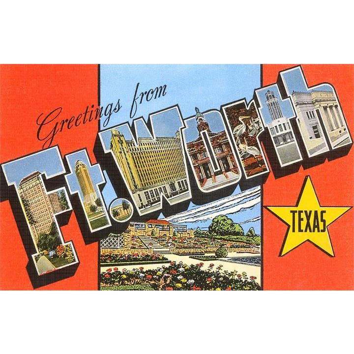 Found Image Press - Vente Affiche d'art - Impression d'art TX-137 Salutations de Ft. Worth, Texas