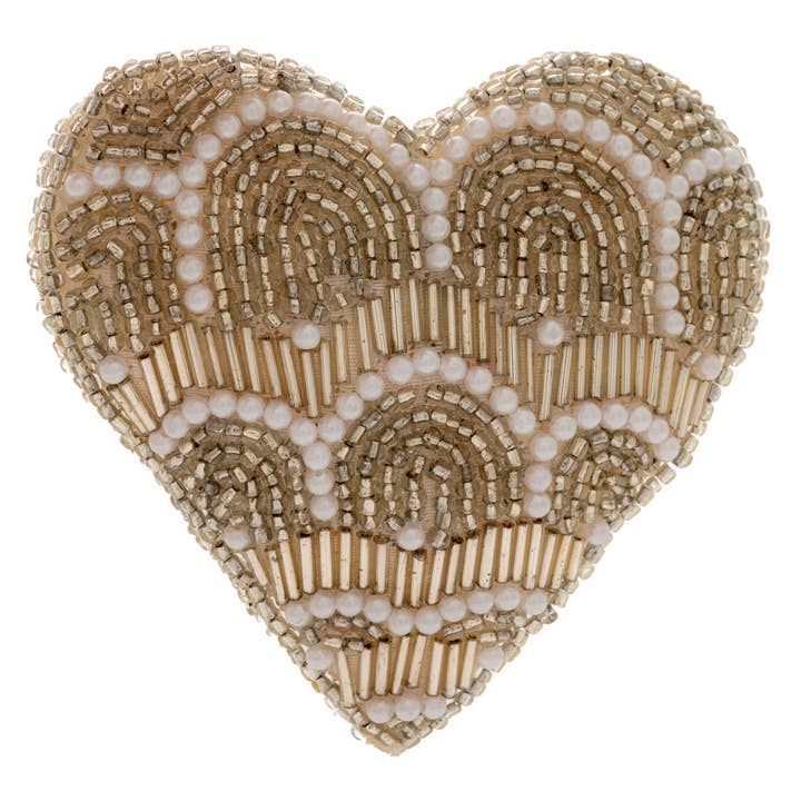 Silver Pearl Heart Beaded Ornament for wholesale by Karma