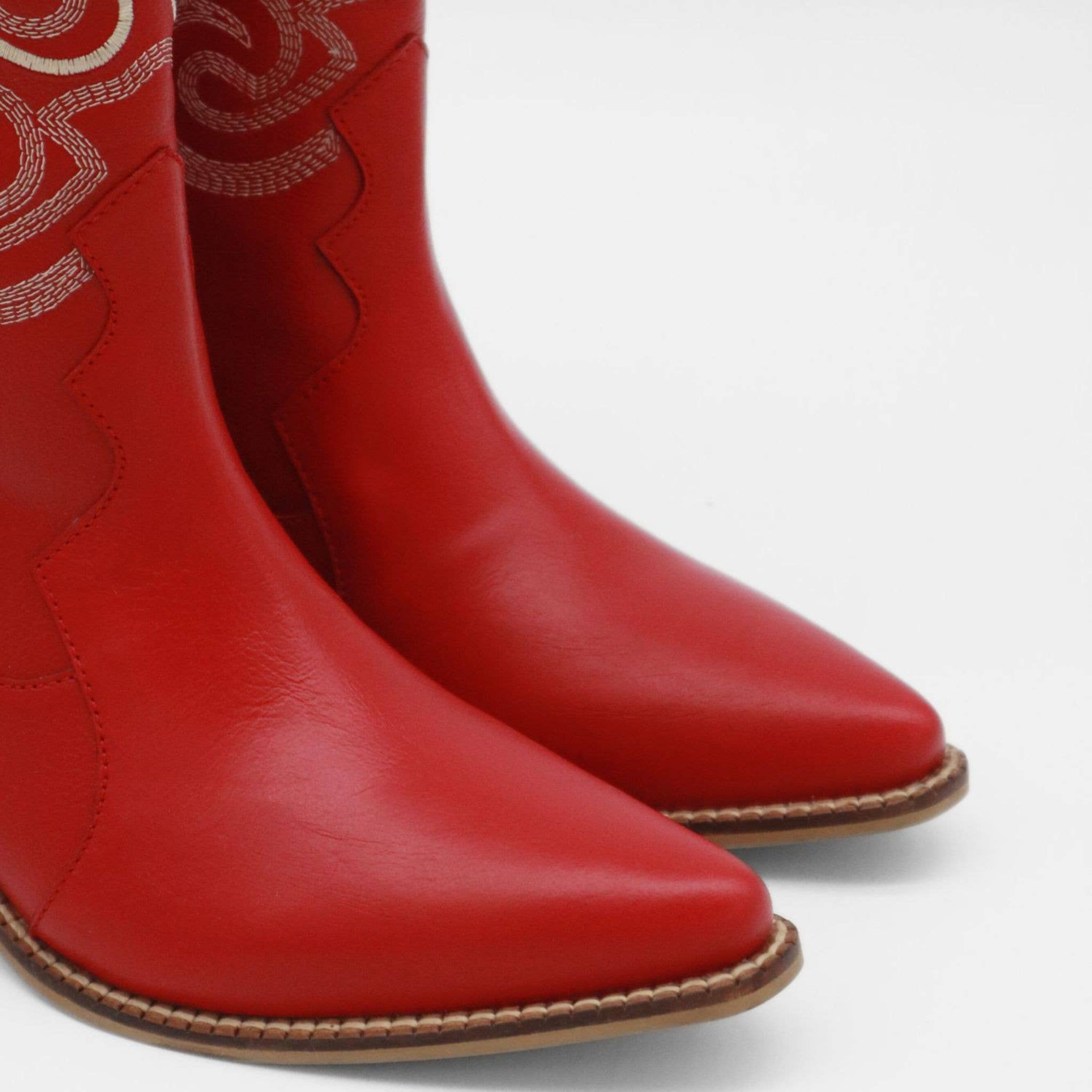 Loyal western cowboy women boots red leather womens shoes for wholesale on Faire10