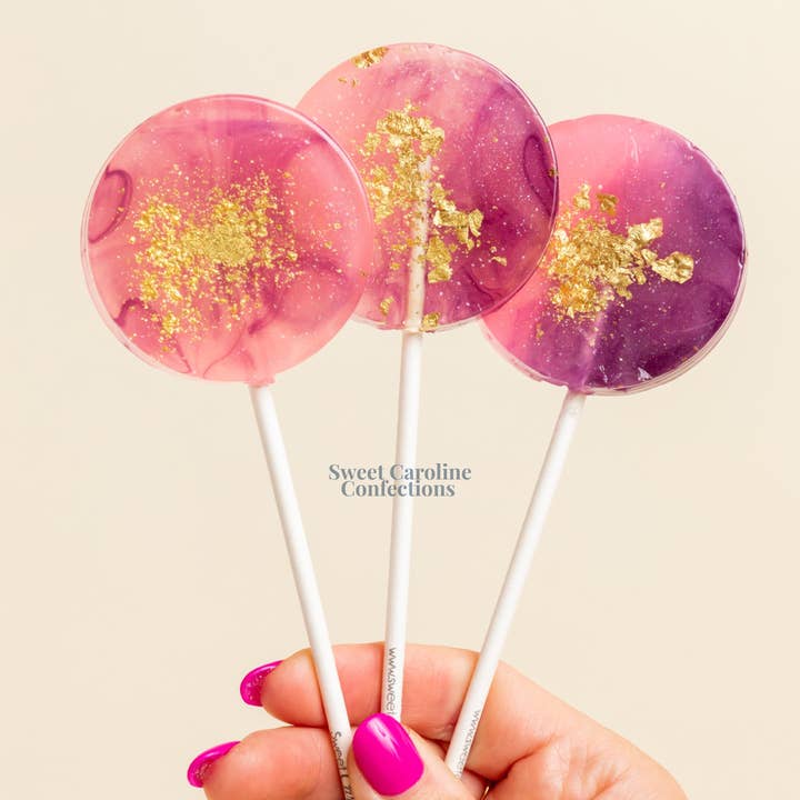 Sweet Caroline Confections - Wholesale Lollipop - Purple & Pink Lollipops, Passion Fruit, 10/Case - VEGAN1