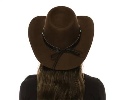 DNMC – wholesale Cowboyhatt - Dam – Australisk ullgamblerhatt + turkosa stenar3