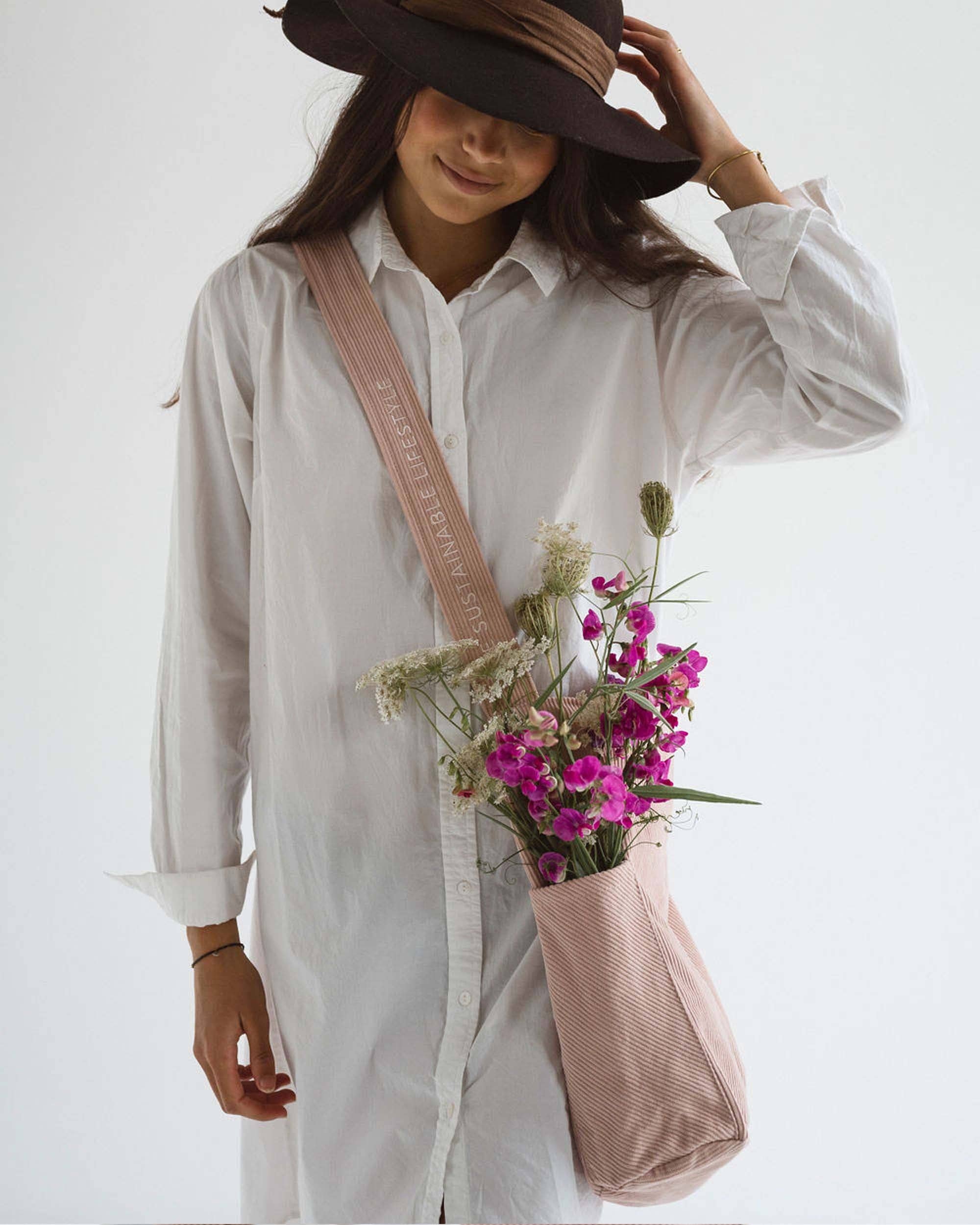 Tintok - Wholesale Crossbody Bag - Unisex - Mati Corduroy Bag - Rose 100% organic cotton2