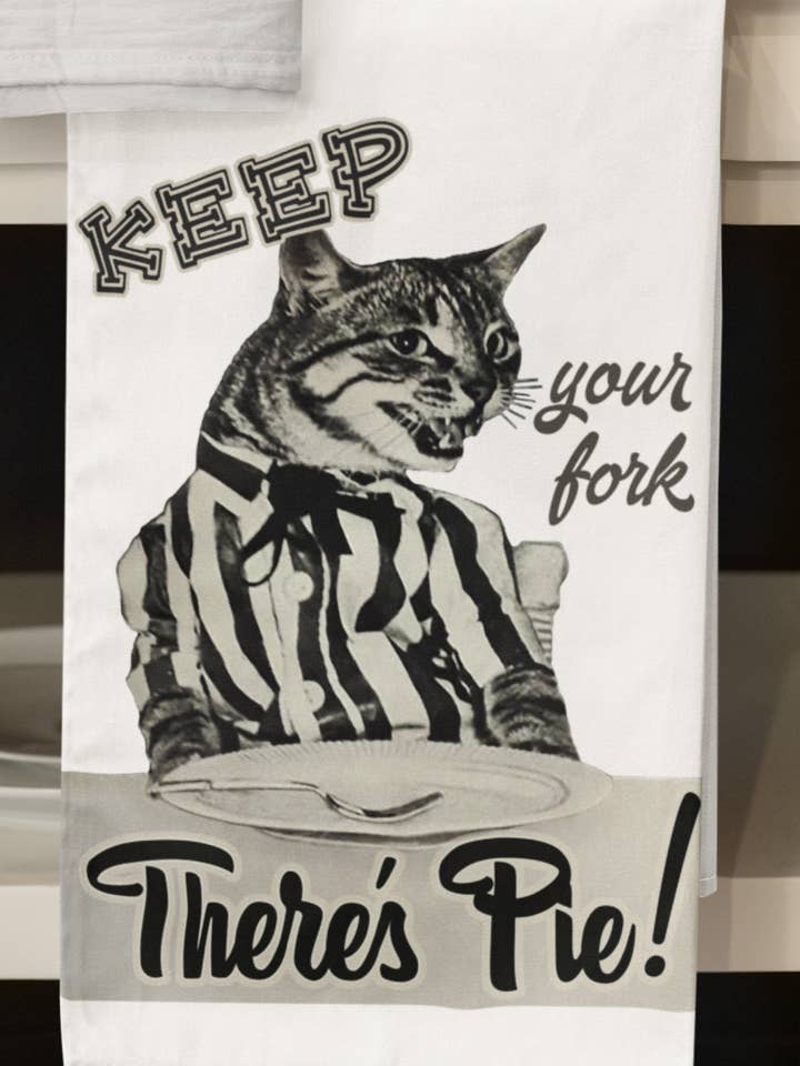 There's Pie! Organic Retro Kitchen Towel for wholesale by Acme. Baby Co. LLC