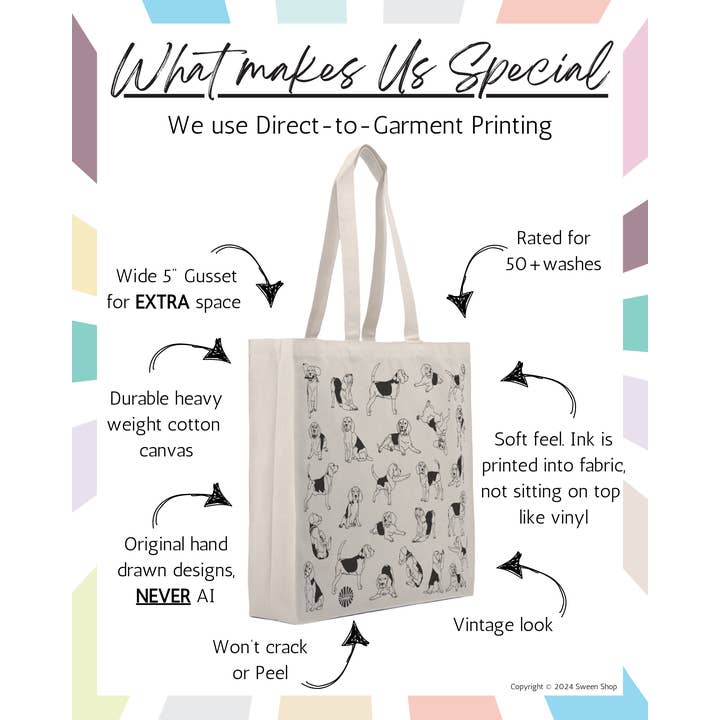 Sween Shop - Wholesale Tote Bag - Unisex - Beagle Large Cotton Canvas Tote Bag Pet Dog Dad and Mom Gift2