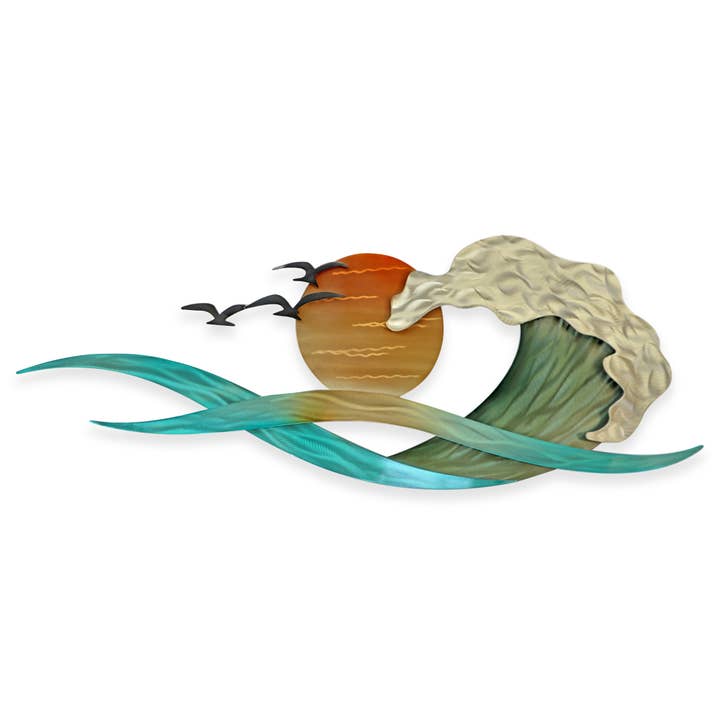 T.I. Design - Wholesale Sculpture - Waves and Blazing Sun Metal Wall Sculpture