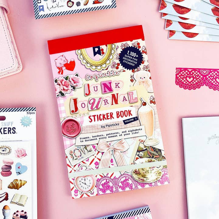 Coquette Junk Journal Sticker Book for wholesale by Pipsticks