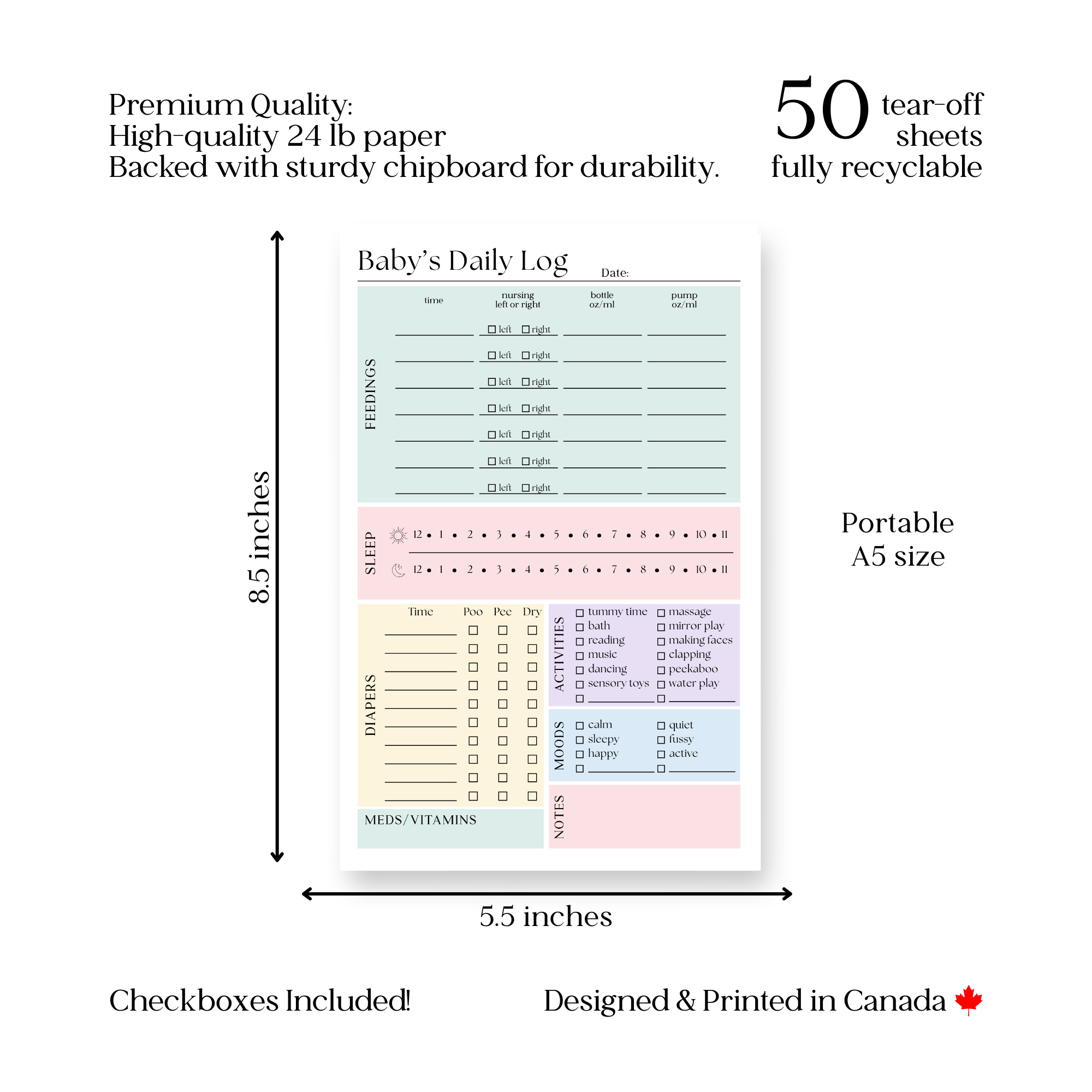 Eleventh and Taylor - Vendita all'ingrosso Bloc notes - Registro giornaliero per neonati e bambini: blocco note da 50 pagine4