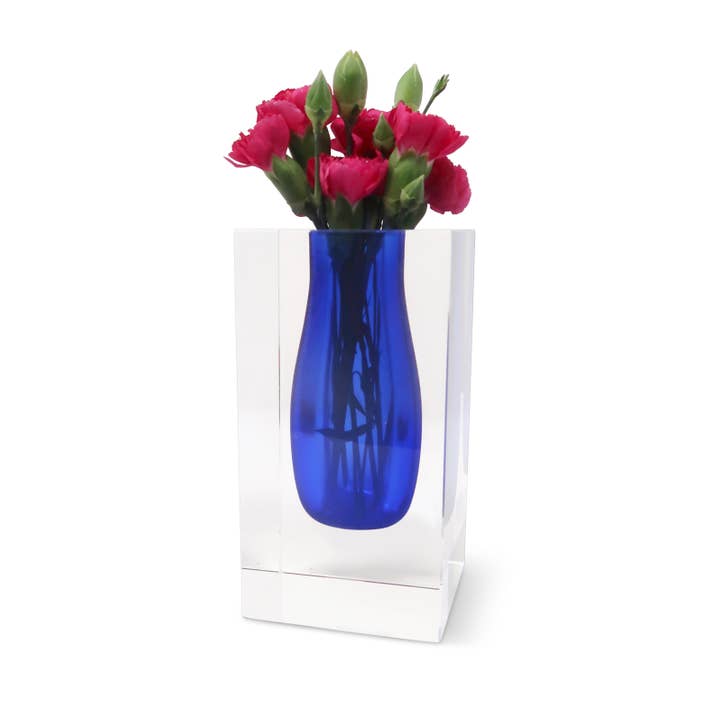 VIVIENCE - Wholesale Vase - Double Wall Crystal Bud Vase Colored Inner