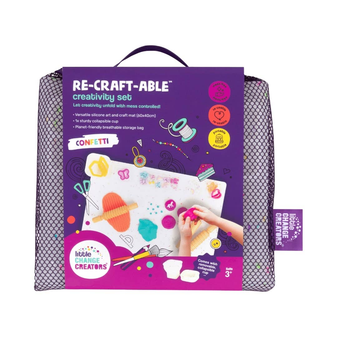 Little Change Creators - Wholesale DIY craft kit – Child - Re-CRAFT-able™ Creativity Set - Play Dough Mat - Confetti1