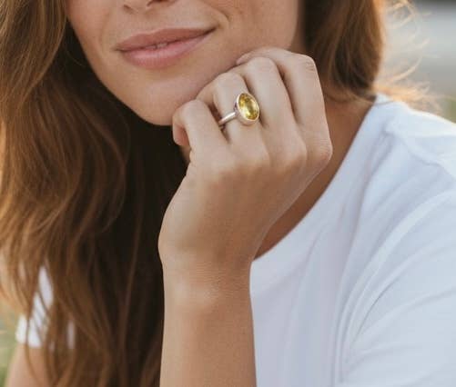 Quasar Gems USA – Engroshandel Solitairering – Citrinring Sterlingsølv 925 Sæt med 31