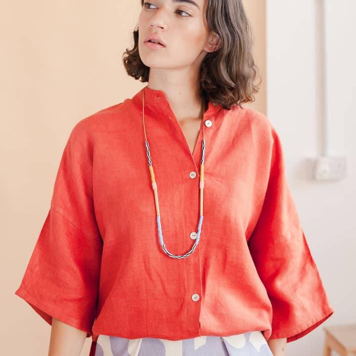 Yellow Colourblock Necklace - Mustard & Pink for wholesale on Faire1