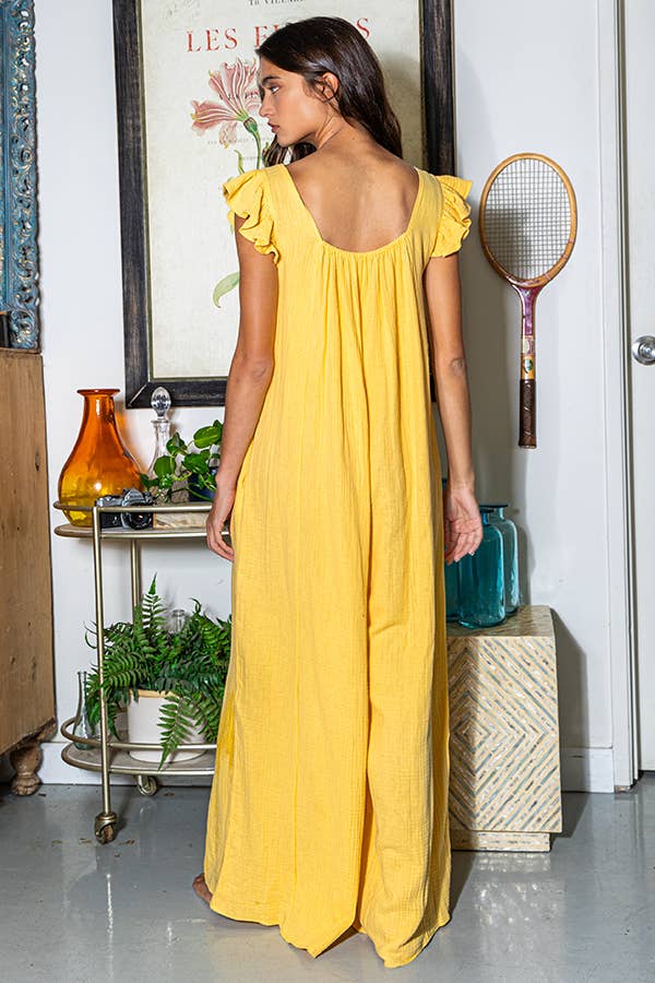 BUCKETLIST INC – wholesale Jumpsuit – Women's – R5281 Ruffled Sleeve Wide Leg Solid Gauze Jumpsuit24