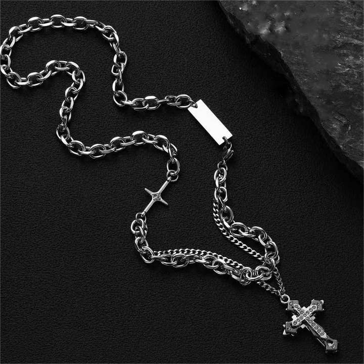 Gemcohub - Wholesale Pendant/charm necklace - Men's Hip Hop Cross Stacking Pendant Necklace1