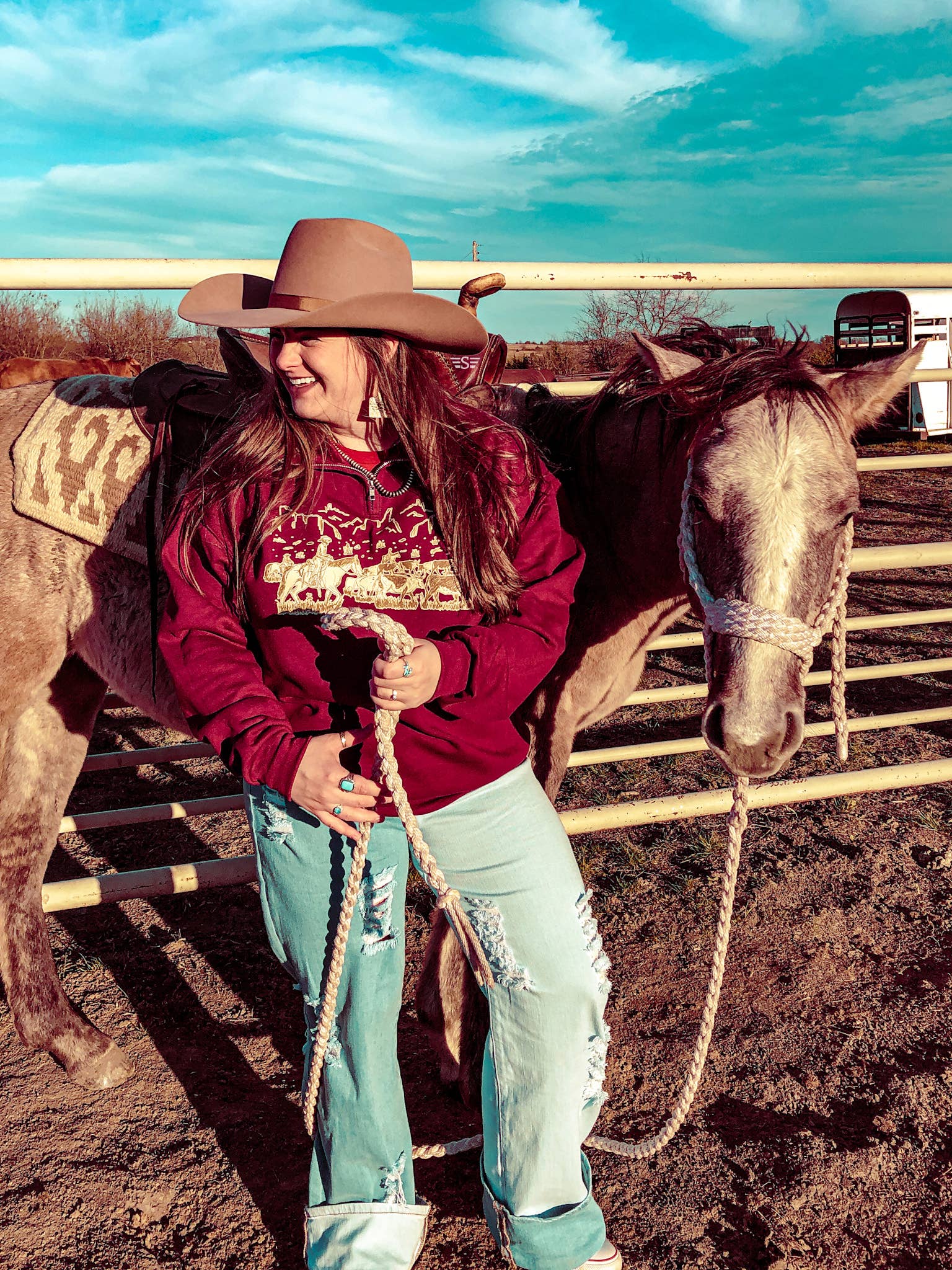 Flying S Company - Wholesale Graphic Sweatshirt - Women's - Cattle Drive Quarter Zip3