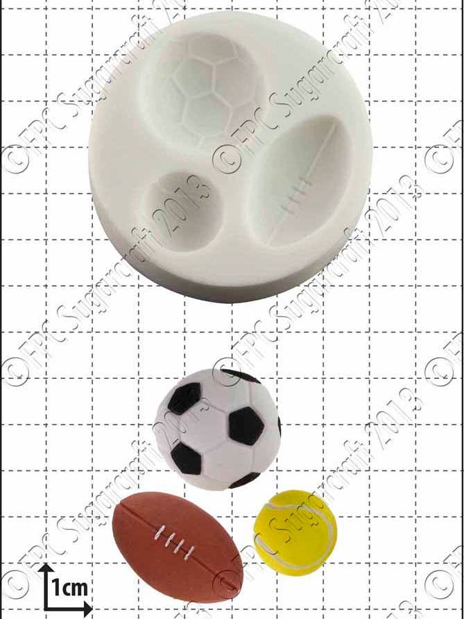 Silikonform für den Sport (Form) — „Sportbälle“ für den Großhandel von FPC Sugarcraft