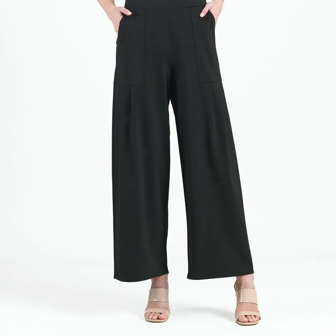Clara Sunwoo - Wholesale Pants - Women's - PT70RA - Rayon-Ponte Knit - Pleated Wide Leg Pocket Pant15