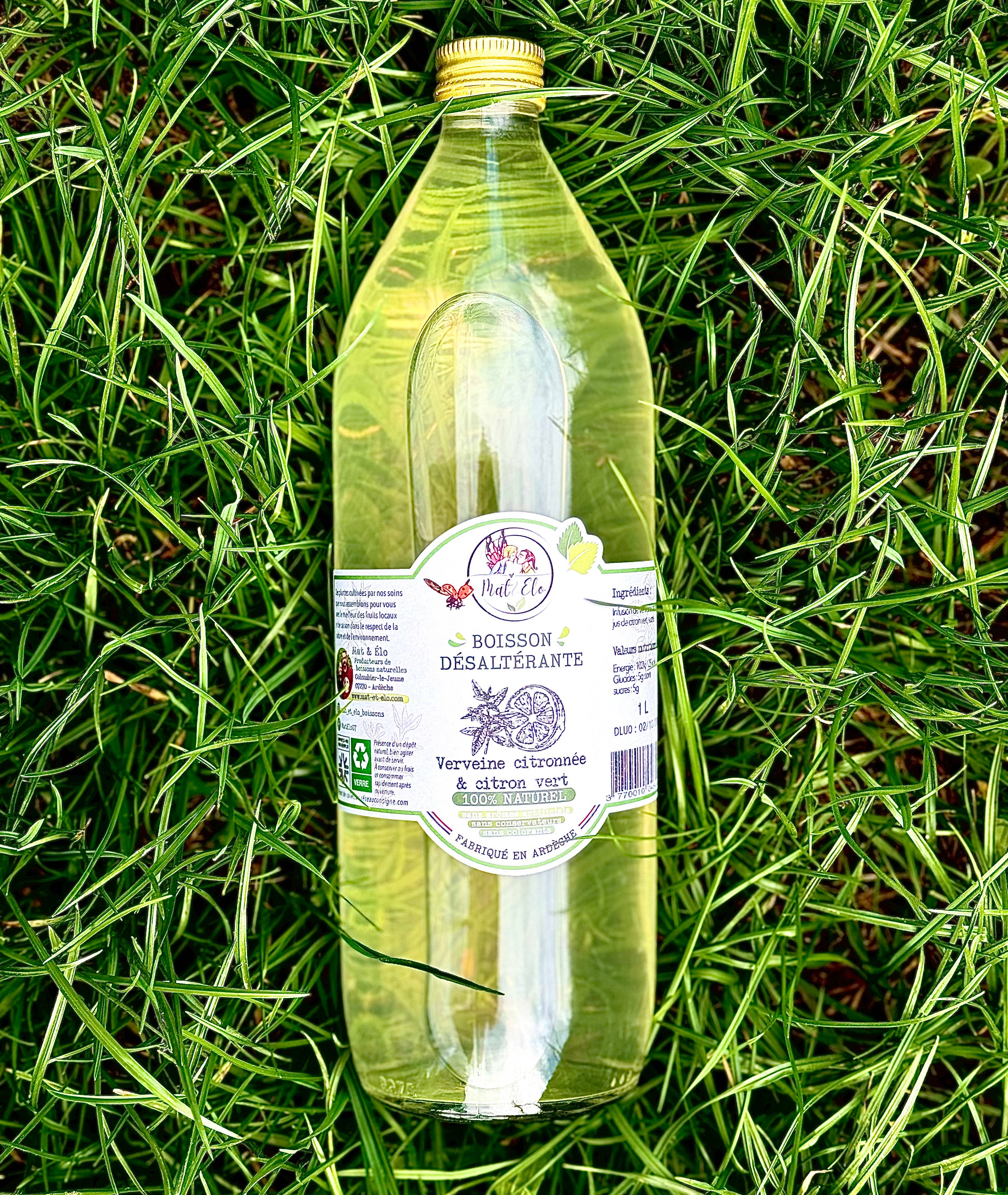 Mat & elo - Vente Apéritifs sans alcool/mocktails - Boisson "Verveine citronnée et citron vert" - 1 litre1