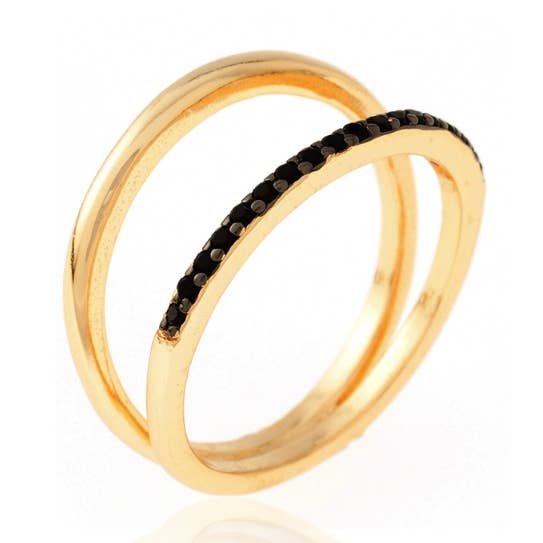 Zirconia ring - 14 - gold plated silver - zirconia for wholesale by Buganto