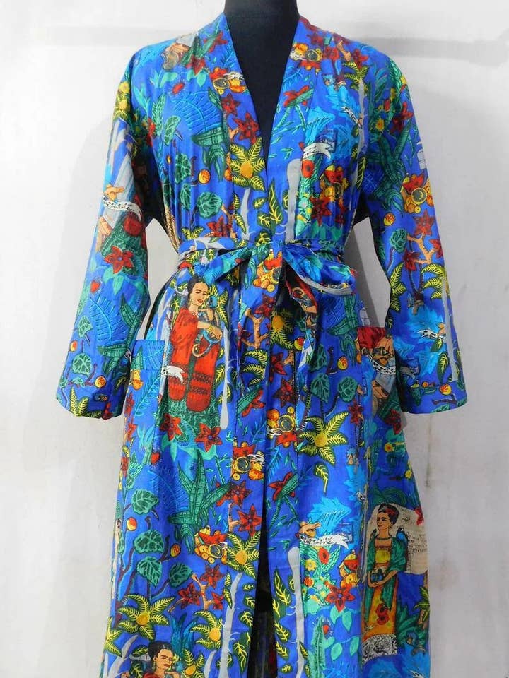 GYPSY STUDIO – wholesale Nightgown – Women’s – Indian Frida Kahlo Kimono Women Designer Sleepwear Nightgown0