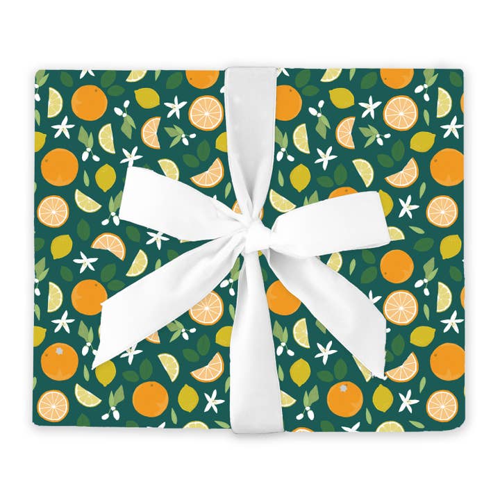 Papel de regalo continuo de cítricos y flores para venta al por mayor de Joy Paper Co.