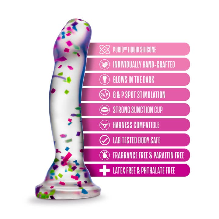 Blush - Wholesale Sex Toy - Neo Elite - Glow in the Dark Dildo - Hanky Panky - Confetti1