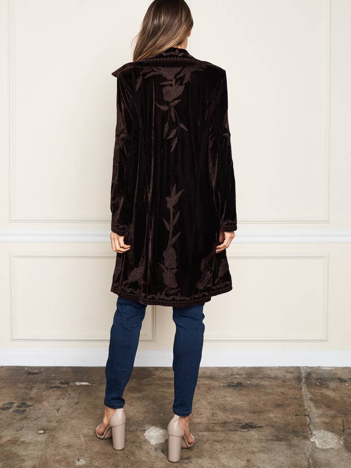 Paparazzi - Wholesale Jacket - Women's - XY-8176 Stretch Velvet Button Tonal Embroidered Jacket13