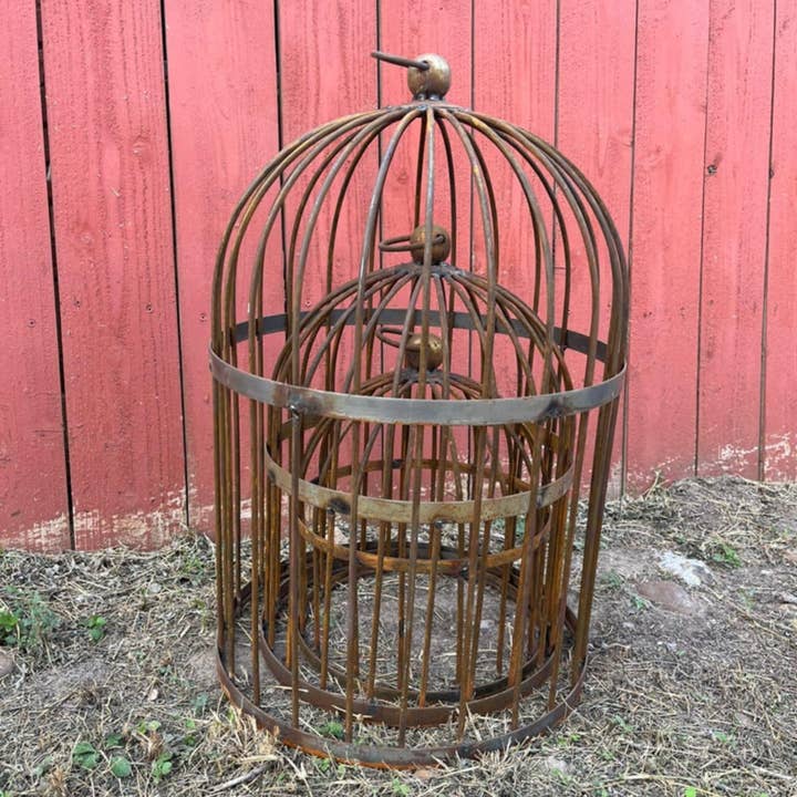 Garden Iron And More - Wholesale Bird House - Wrought Iron Bird Cage Style Obelisk with Decorative Sphere
