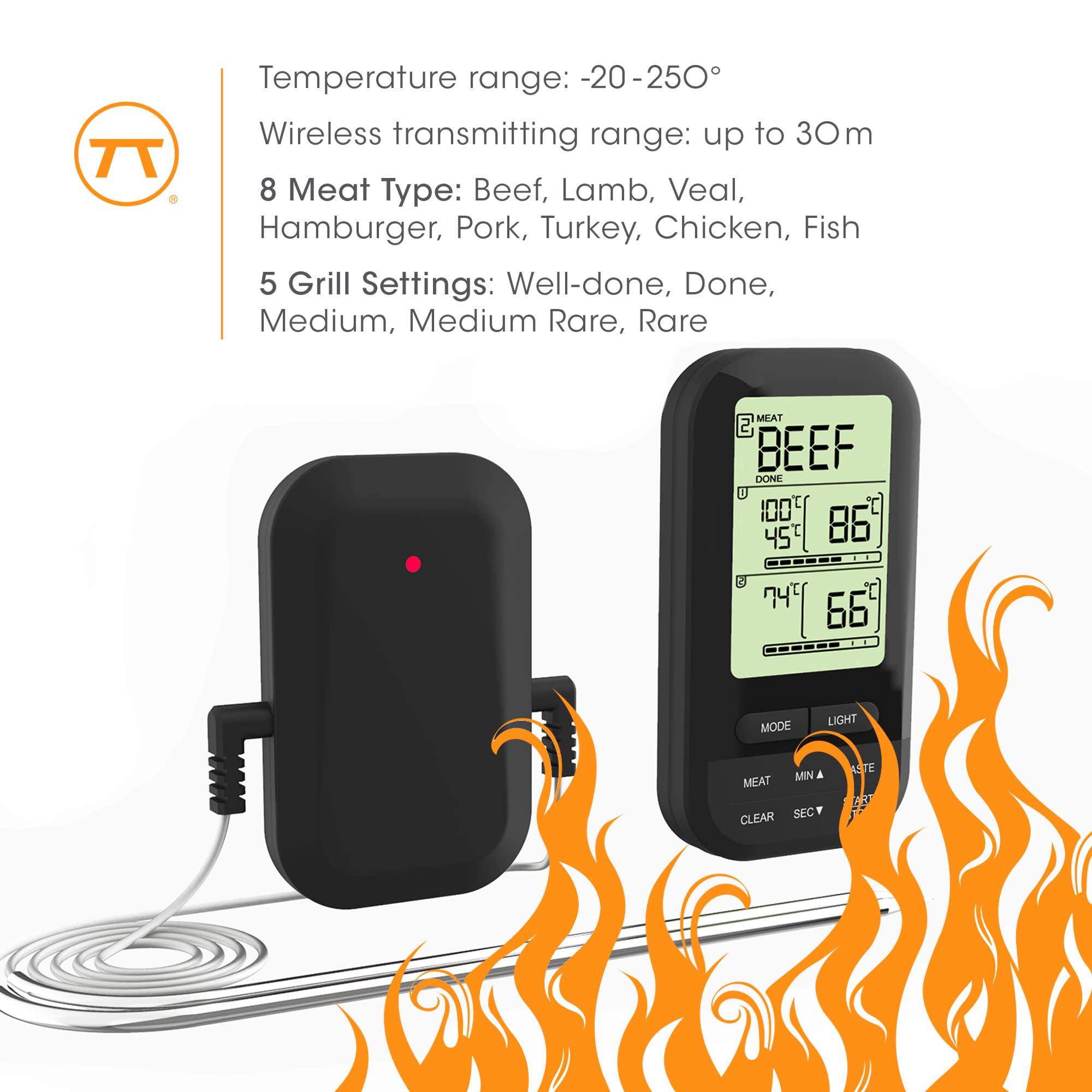 Fox Run Brands - Wholesale Thermometer - Outset Digital Wireless Dual Probe BBQ Thermometer, 4.25"3