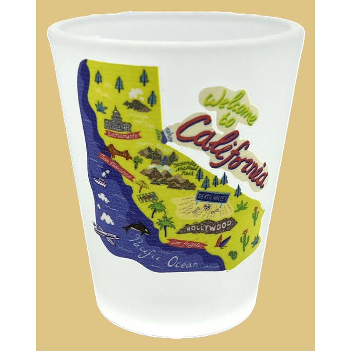 7 Star - Wholesale Shot Glass - California Map Frosted State Shot Glass 2 oz