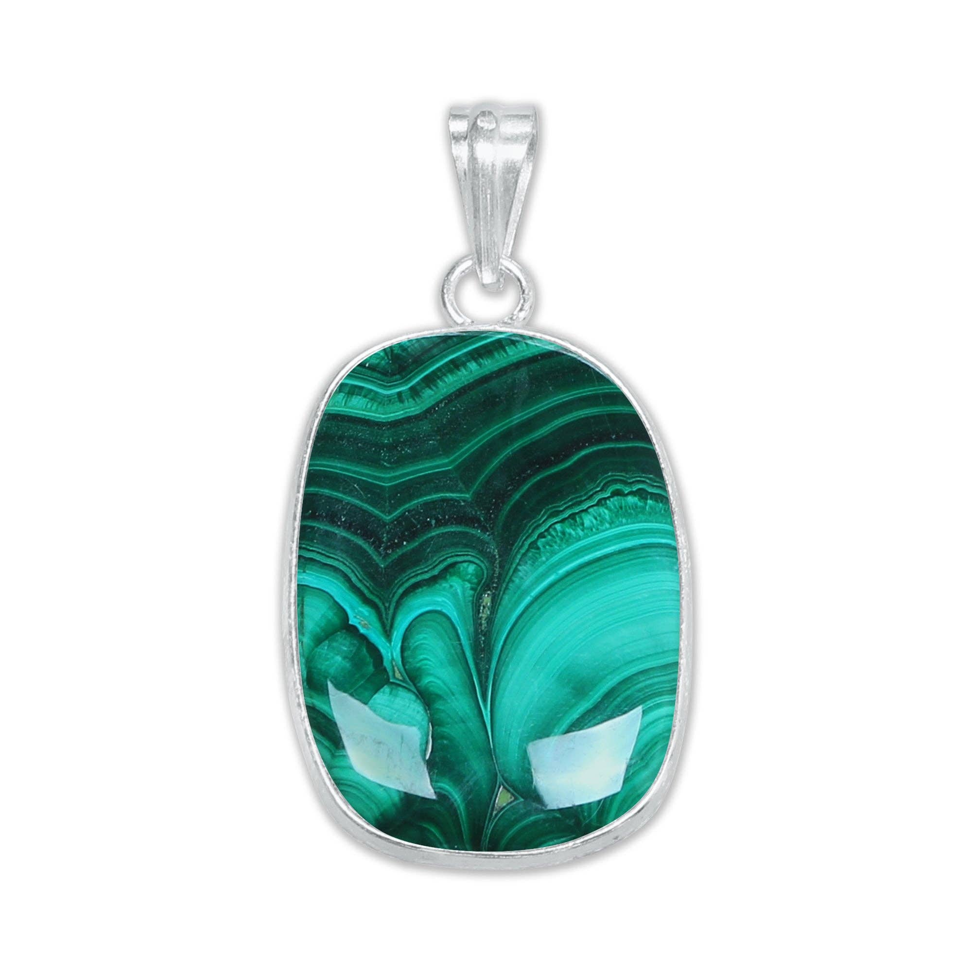 Handmade Jewels - Wholesale Individual Charm/Pendant - Malachite Minimalist Pendants -  Handmade, Silver-Plated, Wholesale7