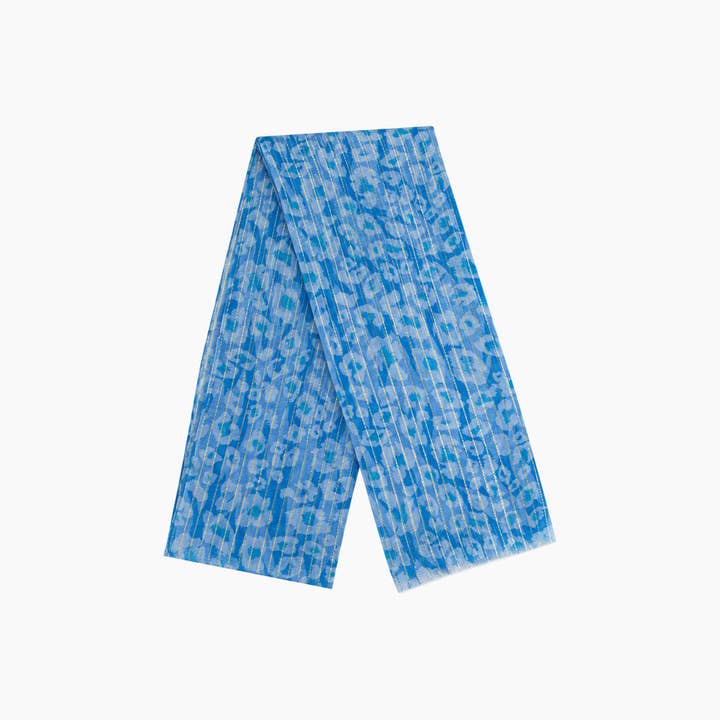 Sarta Accessories - Wholesale Scarf - Women's - Mika Lightweight Scarf - Blue, Leopard Print1
