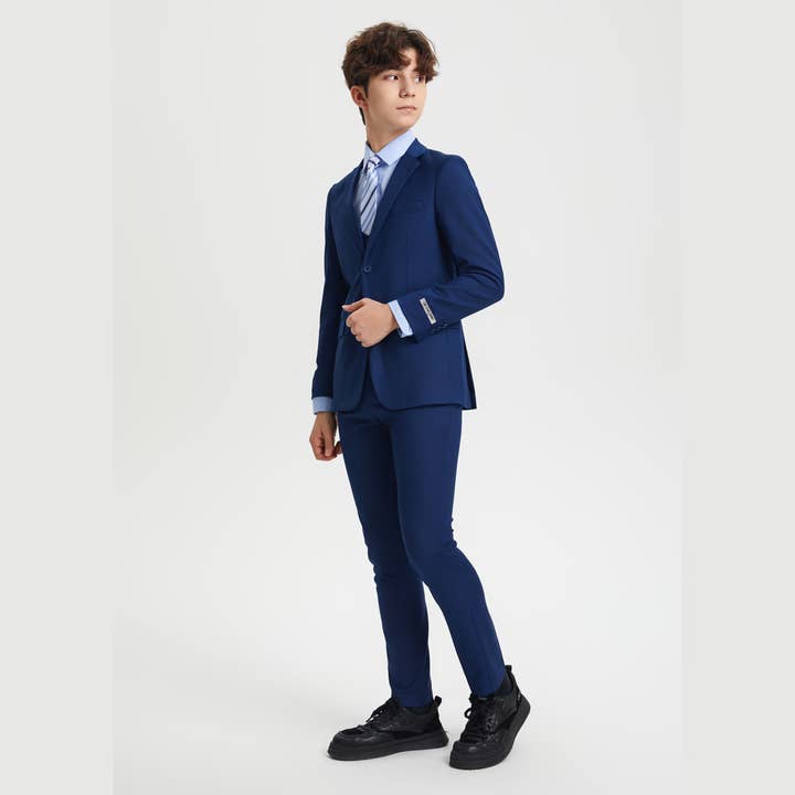 Suits America - Wholesale Suit Set - Kids - Stacy Adams Boys Suit 5-Piece w/ Dress Shirt & Tie, Indigo1