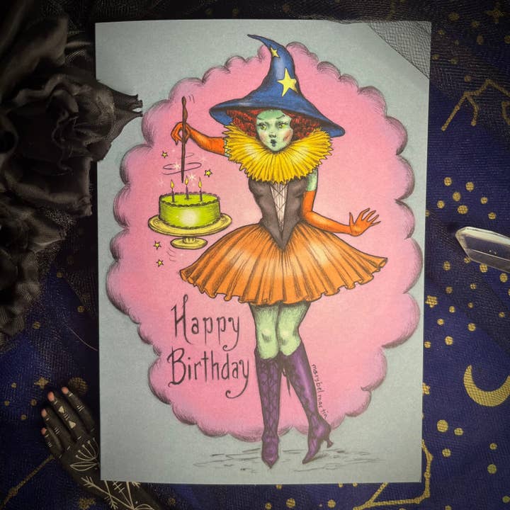 Happy Birthday Witch! - Blank Greeting Card 4.5 X 6.5 " for wholesale by Marybel Martin